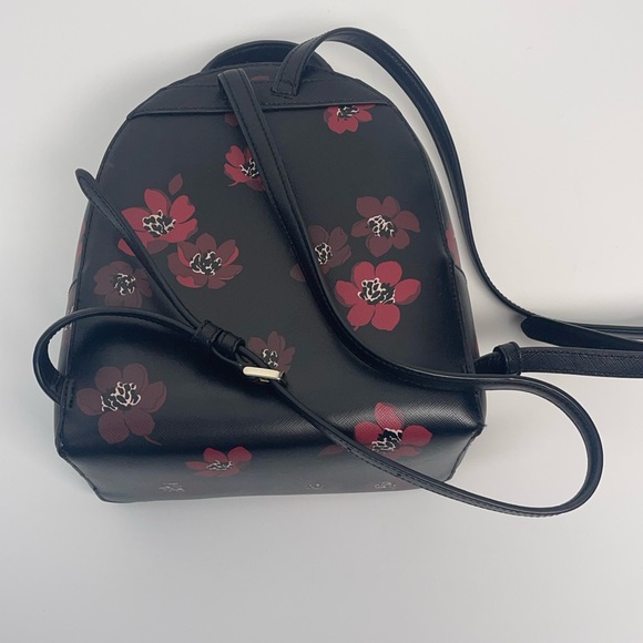 Kate Spade Black Backpack with Red Floral Pattern - Picture 4 of 12